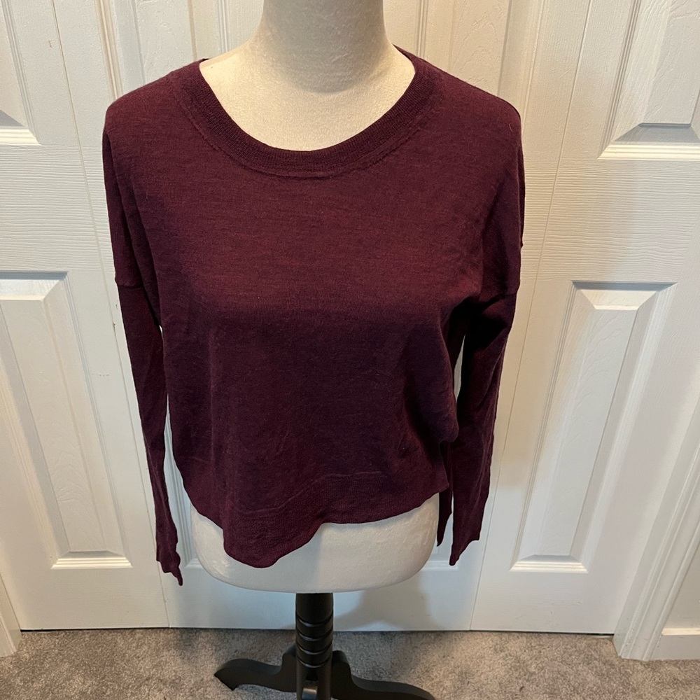 Wilfred from Aritizia size S 100% wool Women's Burgundy Long Sleeve Top
